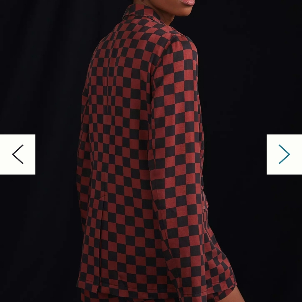 Maeve by Anthropologie Checked Button-Front Blazer – Copper & Black Size 4 - Picture 2 of 5